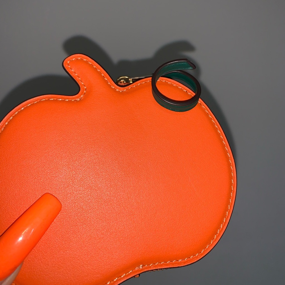 Brand New Coach Orange Pumpkin-Shaped Coin Purse
